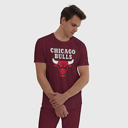 Пижама хлопковая мужская CHICAGO BULLS, цвет: меланж-бордовый — фото 2