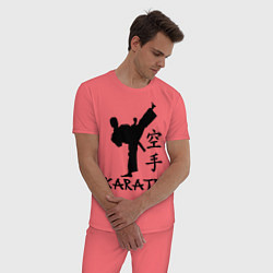 Пижама хлопковая мужская Karate craftsmanship, цвет: коралловый — фото 2