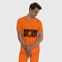 Пижама хлопковая мужская Russian Hockey, цвет: оранжевый — фото 2
