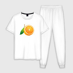 Пижама хлопковая мужская Апельсин, цвет: белый