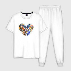 Пижама хлопковая мужская Сердце Из Перьев, цвет: белый