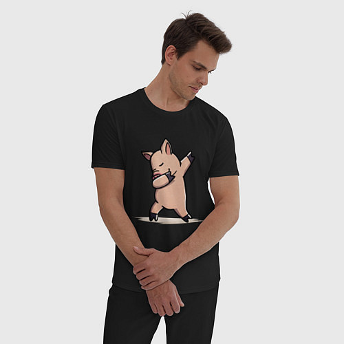Мужская пижама Dabbing Pig / Черный – фото 3