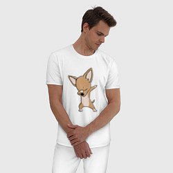 Пижама хлопковая мужская Dabbing Dog, цвет: белый — фото 2