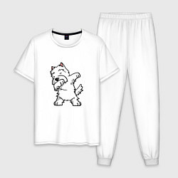 Пижама хлопковая мужская Dabbing Dog, цвет: белый