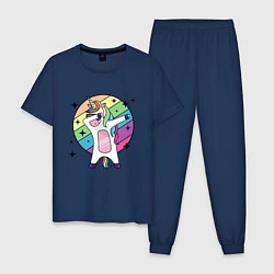 Пижама хлопковая мужская Dab Unicorn, цвет: тёмно-синий