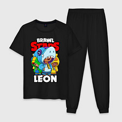 Пижама хлопковая мужская BRAWL STARS LEON, цвет: черный