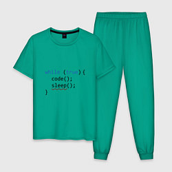 Пижама хлопковая мужская Code - sleep, цвет: зеленый