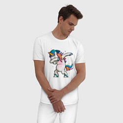 Пижама хлопковая мужская Единорог, цвет: белый — фото 2