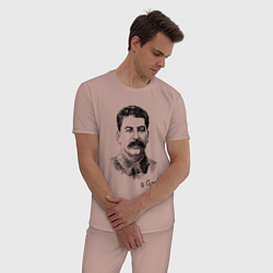 Пижама хлопковая мужская Товарищ Сталин, цвет: пыльно-розовый — фото 2