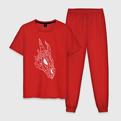 Пижама хлопковая мужская Череп дракона, цвет: красный