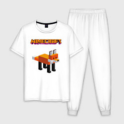 Пижама хлопковая мужская Minecraft - лиса, цвет: белый