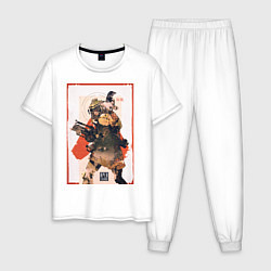 Пижама хлопковая мужская Apex Legends Bloodhound, цвет: белый