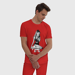 Пижама хлопковая мужская ARIANA GRANDE, цвет: красный — фото 2