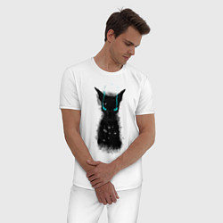 Пижама хлопковая мужская Dark Cat, цвет: белый — фото 2