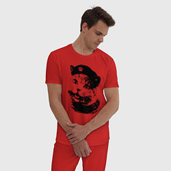 Пижама хлопковая мужская Че - Котяра, цвет: красный — фото 2