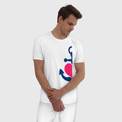Пижама хлопковая мужская Якорь, цвет: белый — фото 2