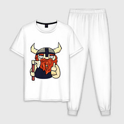 Пижама хлопковая мужская Викинг, цвет: белый