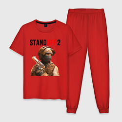 Пижама хлопковая мужская STANDOFF 2 цвета красный — фото 1