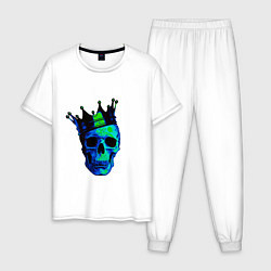 Пижама хлопковая мужская Skeleton King, цвет: белый