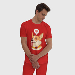 Пижама хлопковая мужская КОРГИ, цвет: красный — фото 2