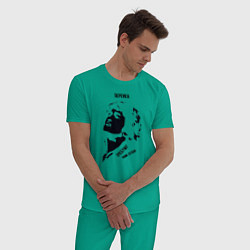 Пижама хлопковая мужская Цой Перемен Black, цвет: зеленый — фото 2