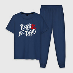Пижама хлопковая мужская Punks not dead, цвет: тёмно-синий
