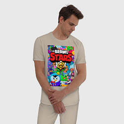 Пижама хлопковая мужская BRAWL STARS, цвет: миндальный — фото 2