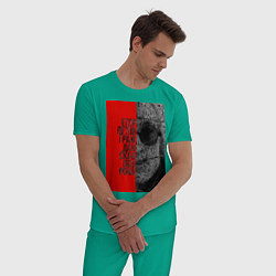 Пижама хлопковая мужская Егор Летов, цвет: зеленый — фото 2