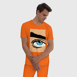 Пижама хлопковая мужская Billie Eilish взгляд, цвет: оранжевый — фото 2
