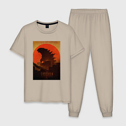 Мужская пижама Godzilla and red sun