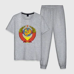 Пижама хлопковая мужская Герб СССР, цвет: меланж