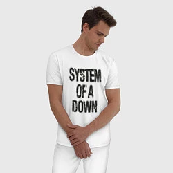 Пижама хлопковая мужская System of a down, цвет: белый — фото 2