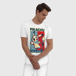Пижама хлопковая мужская Пикачу, цвет: белый — фото 2