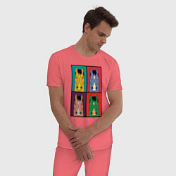 Пижама хлопковая мужская BoJack Horseman, цвет: коралловый — фото 2