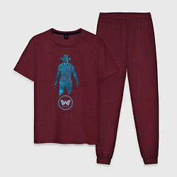 Пижама хлопковая мужская Westworld Chip, цвет: меланж-бордовый