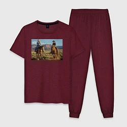 Пижама хлопковая мужская Westworld Landscape, цвет: меланж-бордовый