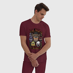 Пижама хлопковая мужская FIVE NIGHTS AT FREDDYS, цвет: меланж-бордовый — фото 2