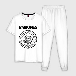 Пижама хлопковая мужская RAMONES, цвет: белый