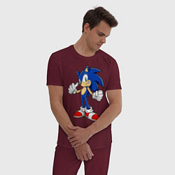 Пижама хлопковая мужская Sonic, цвет: меланж-бордовый — фото 2