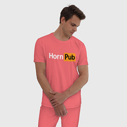 Пижама хлопковая мужская HornPub, цвет: коралловый — фото 2