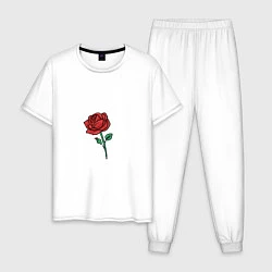Пижама хлопковая мужская PAYTON MOORMEIER Роза, цвет: белый