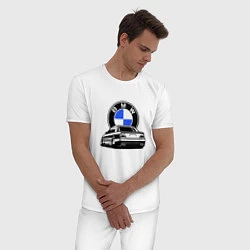 Пижама хлопковая мужская BMW JDM, цвет: белый — фото 2