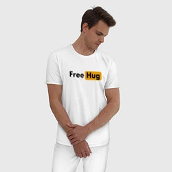 Пижама хлопковая мужская FREE HUG, цвет: белый — фото 2