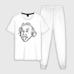 Пижама хлопковая мужская Альберт Эйнштейн, цвет: белый