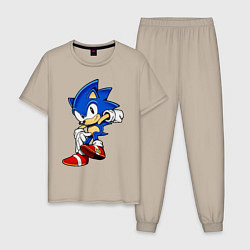 Пижама хлопковая мужская SONIC, цвет: миндальный