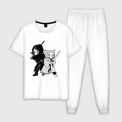 Пижама хлопковая мужская Котики против Вируса, цвет: белый