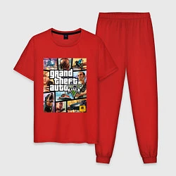 Пижама хлопковая мужская GTA5, цвет: красный
