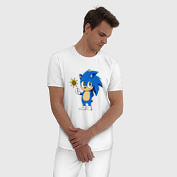 Пижама хлопковая мужская Baby Sonic, цвет: белый — фото 2