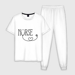 Пижама хлопковая мужская Nurse, цвет: белый