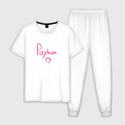 Пижама хлопковая мужская Payton Moormeier сердце, цвет: белый